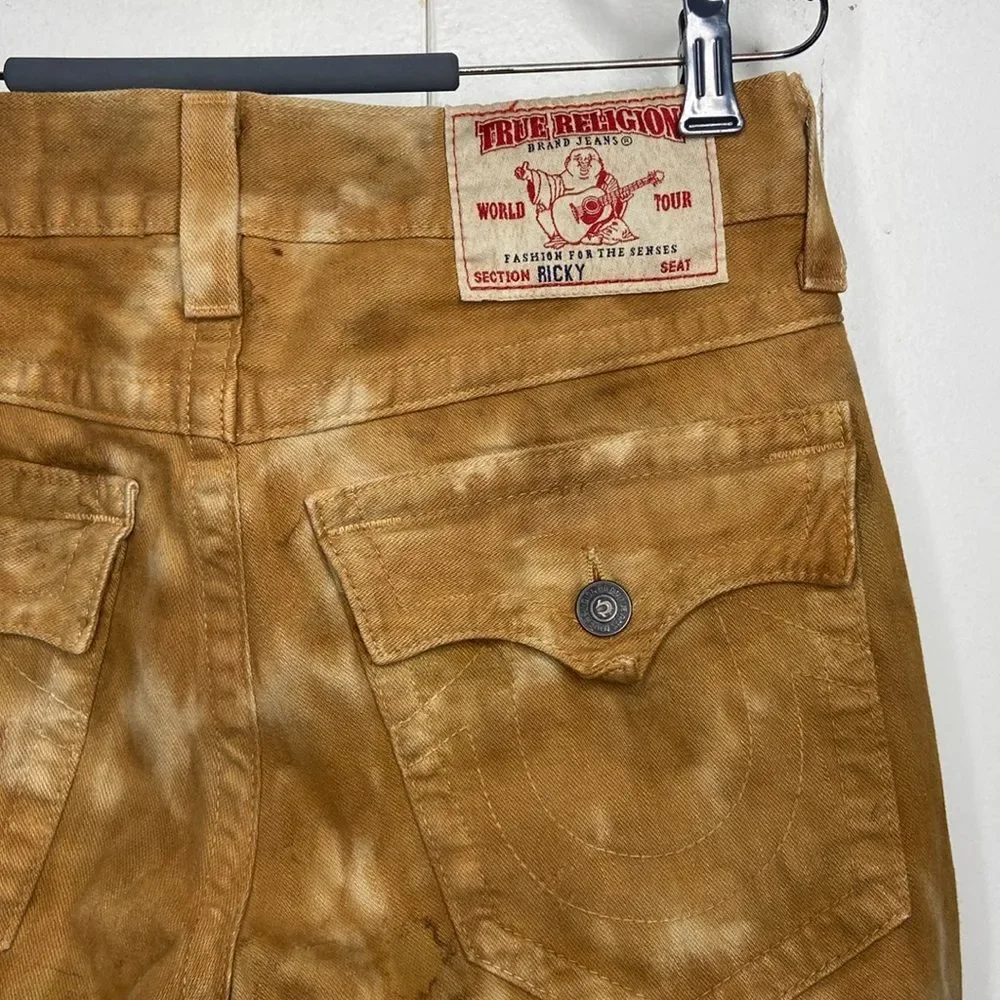 true religion men ricky shorts size 30 brown Bermuda tie dye cut off